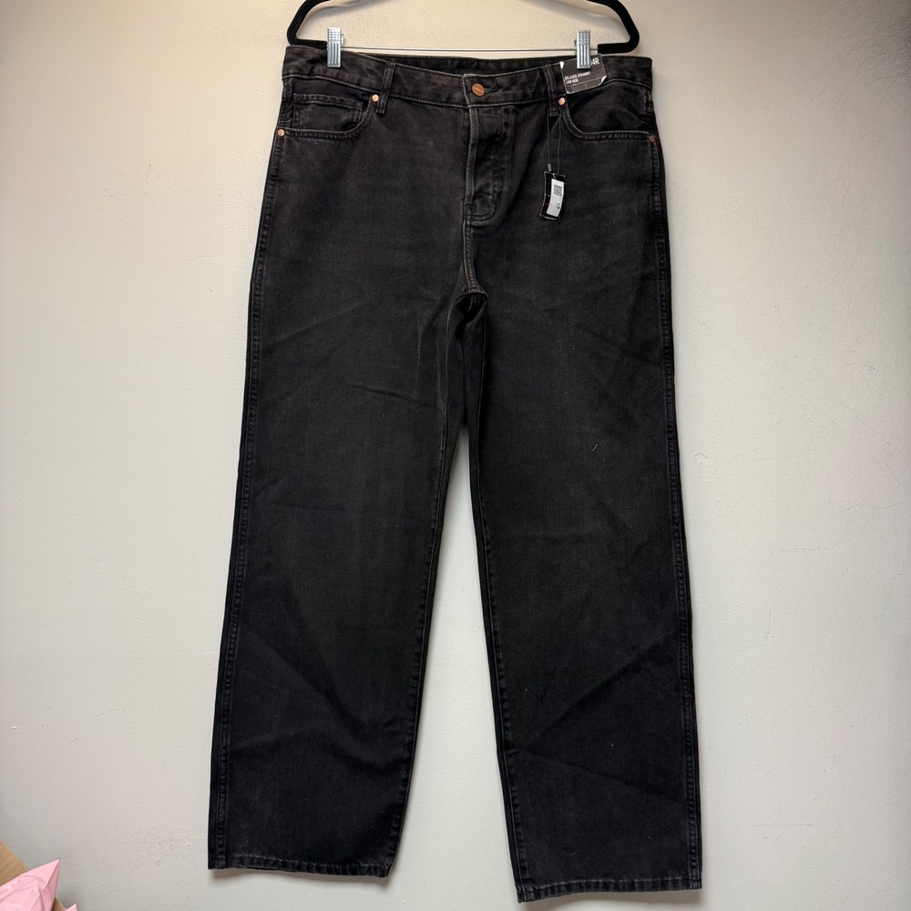Express Relaxed Straight Jeans Women 14R Black NEW Low Rise Denim‎ Pants